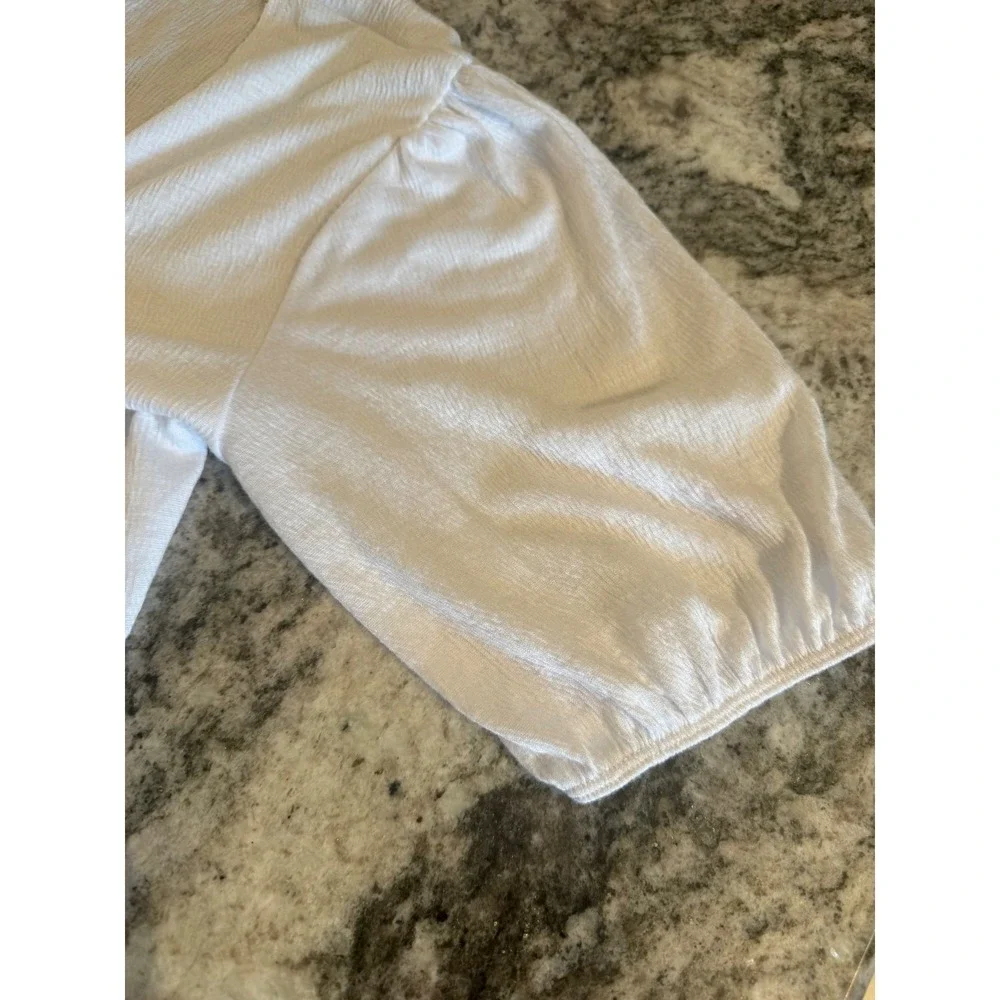 Abercrombie & Fitch White Tie Front‎ Smocked Puff Sleeve Top Medium